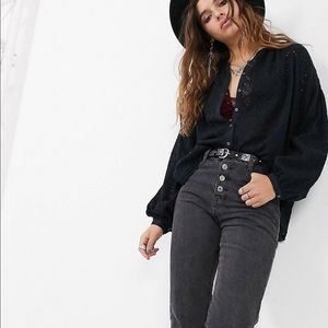 Black Free People Eyelet Blouse